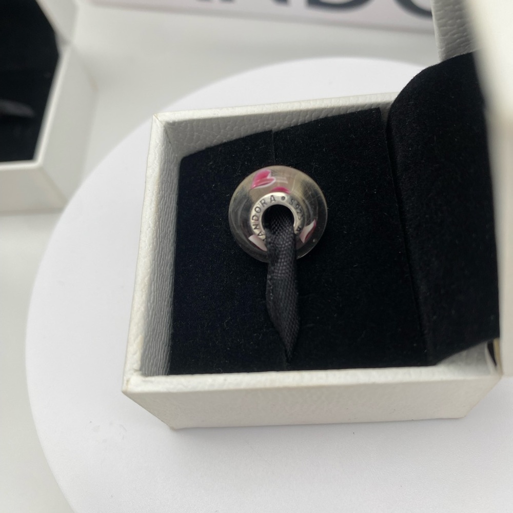 Authentic Pandora Double heart Murano charm - Picture 3 of 5